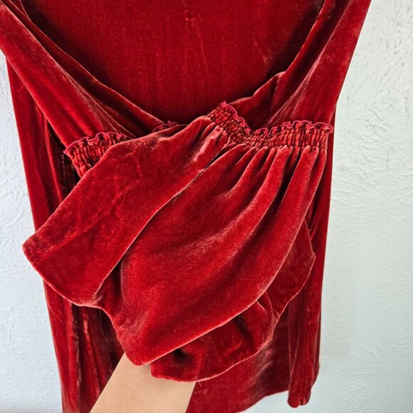 Lafayette 148 Velvet Top S Silk Burnt Orange Bell Sleeve Loose Fit Dressy Flowy - Picture 13 of 14